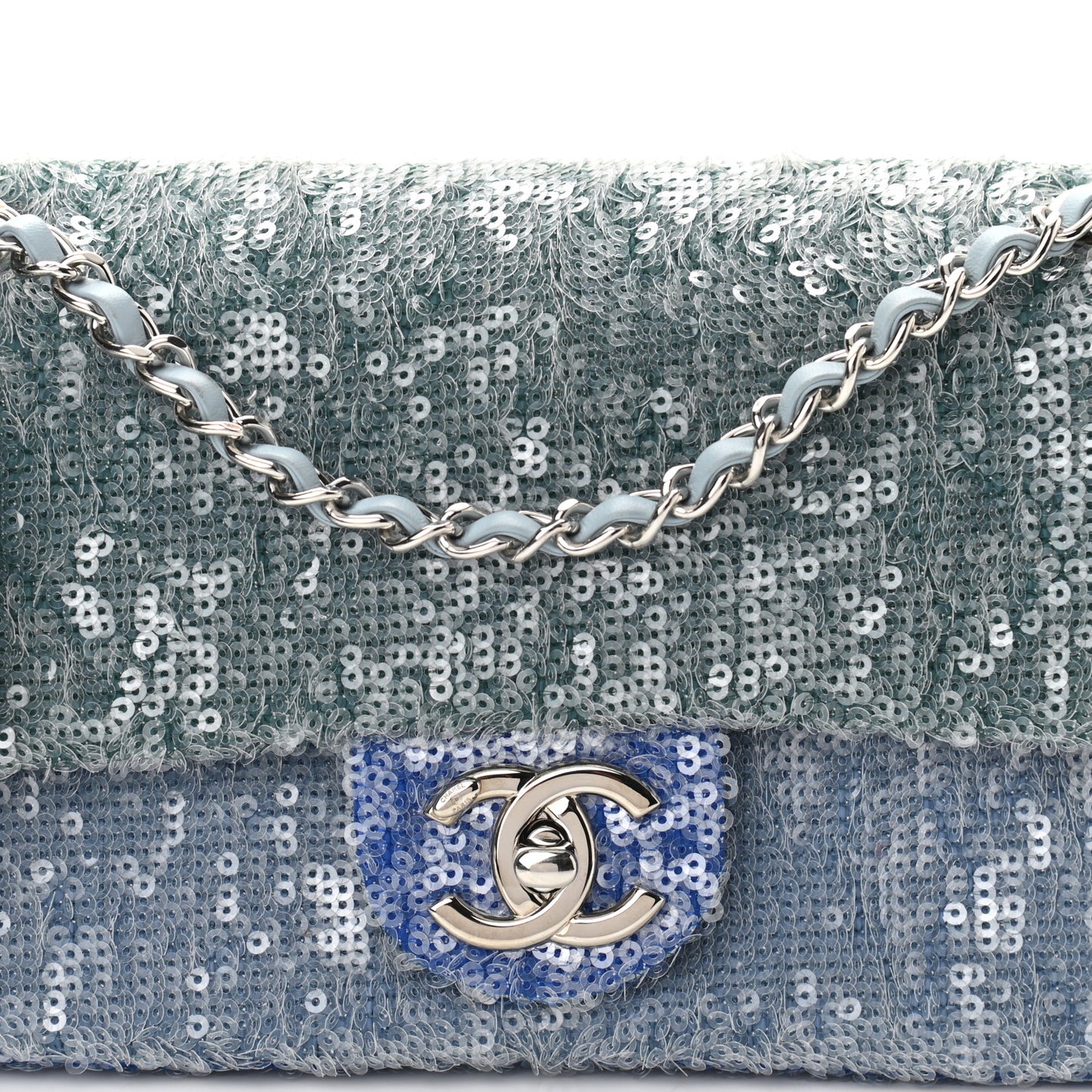 Sequin Mini Waterfall Flap Light Blue