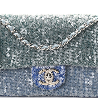 Chanel Sequin Mini Waterfall Flap Light Blue 8 of 10