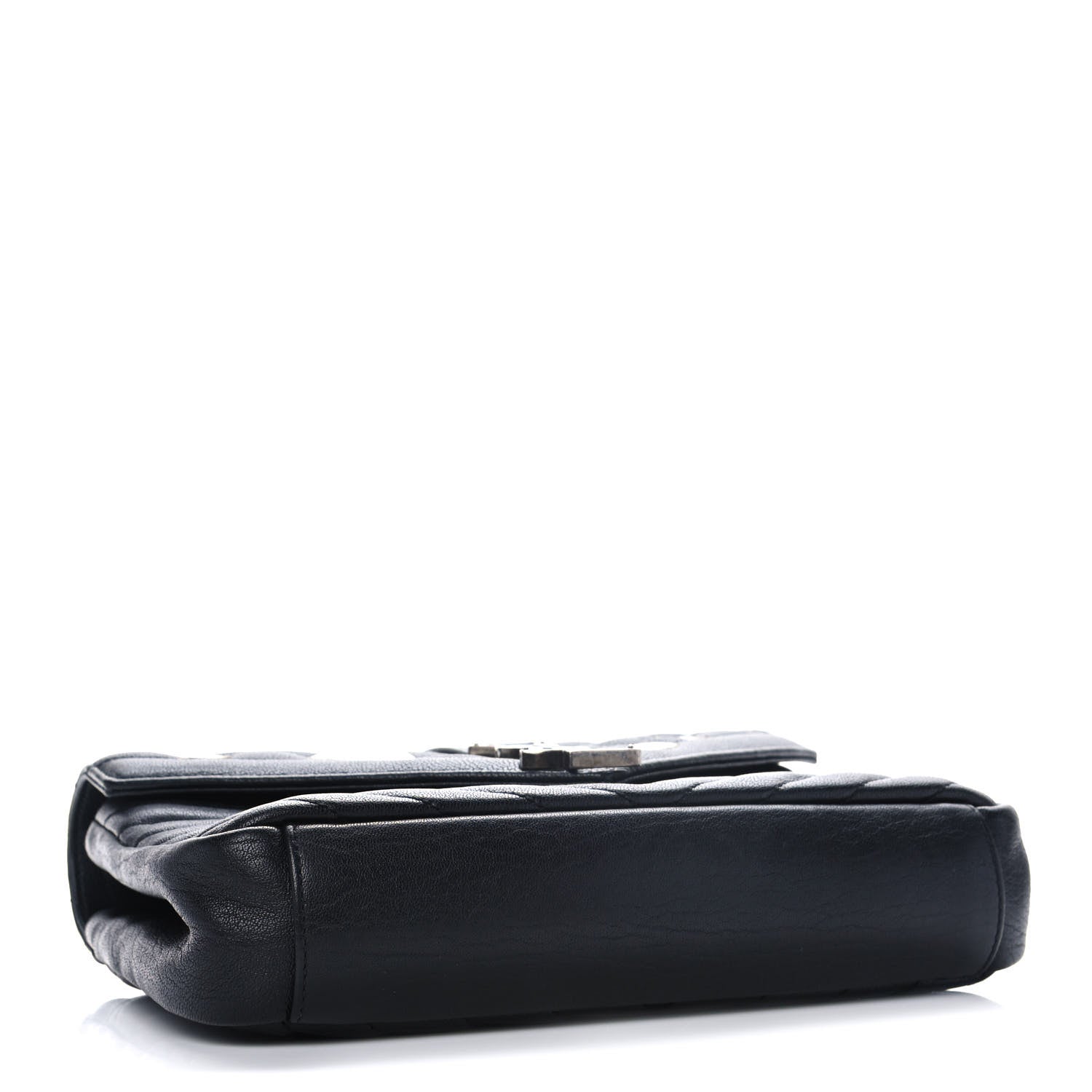 Saint Laurent Sheepskin Matelasse Chevron Patchwork Monogram Medium College Bag Black 3 of 17