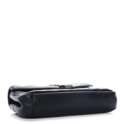 Saint Laurent Sheepskin Matelasse Chevron Patchwork Monogram Medium College Bag Black 3 of 17