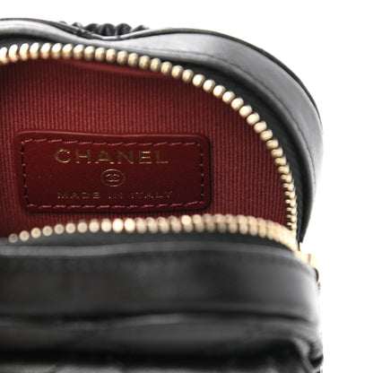 Chanel Lambskin Quilted CC In Love Heart Zipped Arm Coin Purse Black 5 of 7