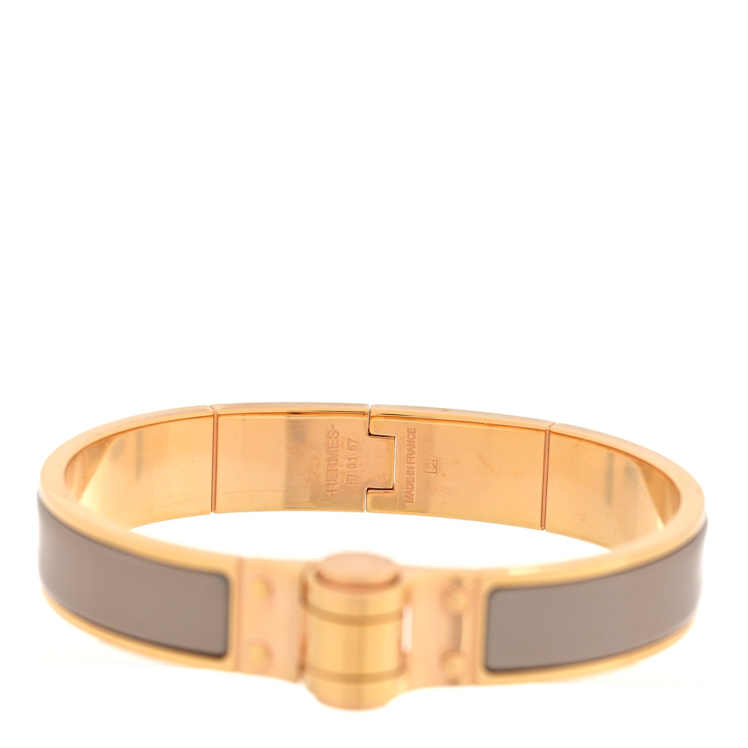 Hermes Enamel Charniere Uni Narrow Hinged Bracelet M Gris Clair 4 of 5