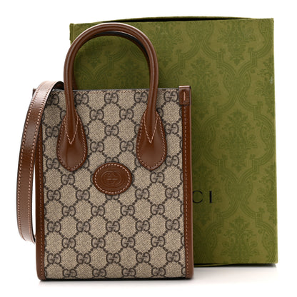 Gucci GG Supreme Monogram Azalea Calfskin Mini Retro Interlocking G Tote Bag Beige Ebony Brown Sugar 11 of 11