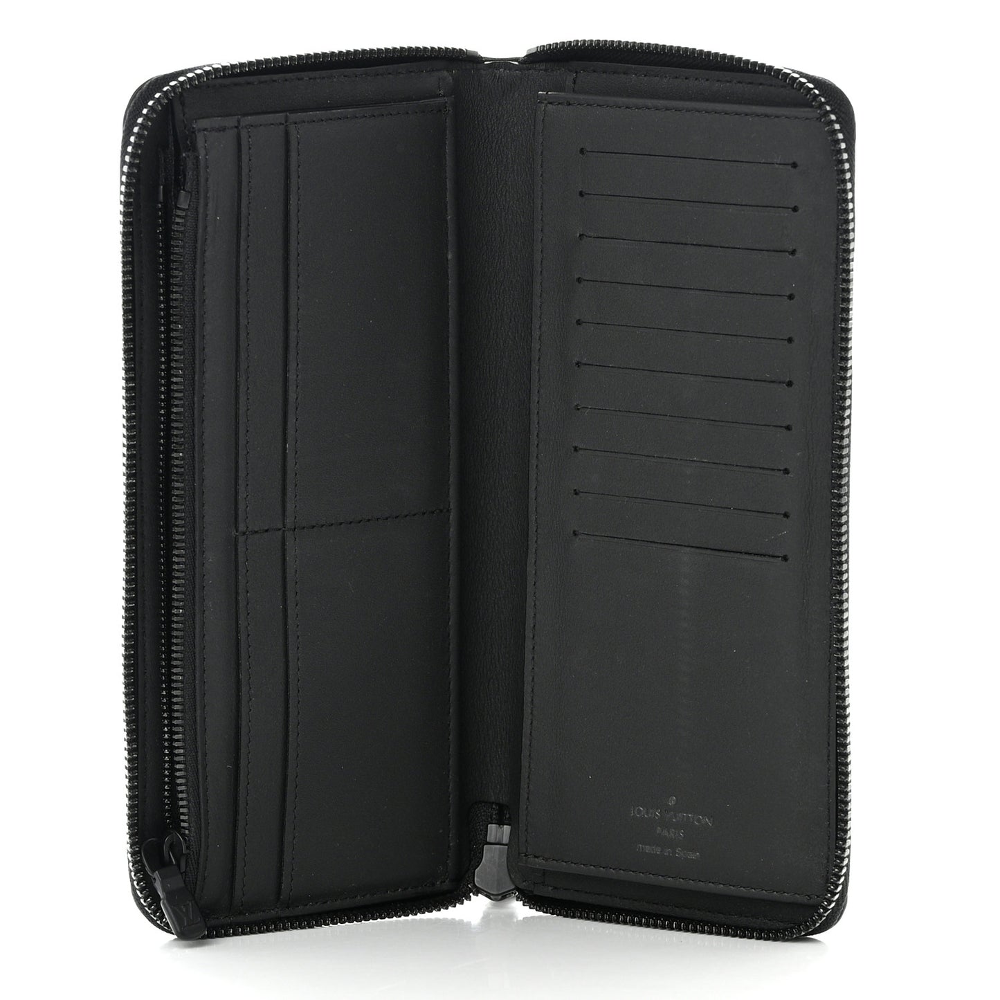 Calfskin Monogram Shadow Vertical Zippy Wallet Black