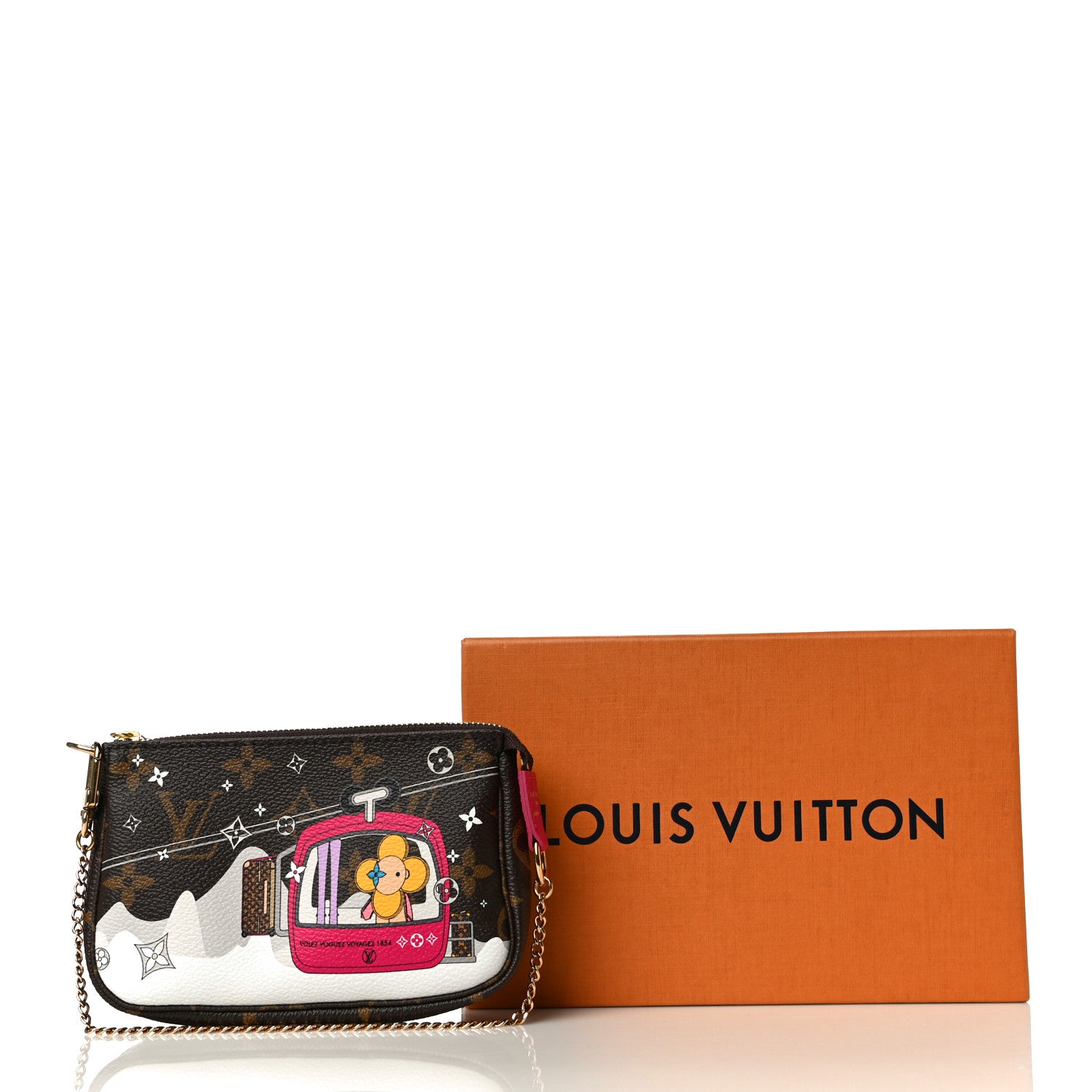 Louis Vuitton Monogram 2019 Christmas Animation Mini Courchevel Pochette Accessories Fuchsia 11 of 11