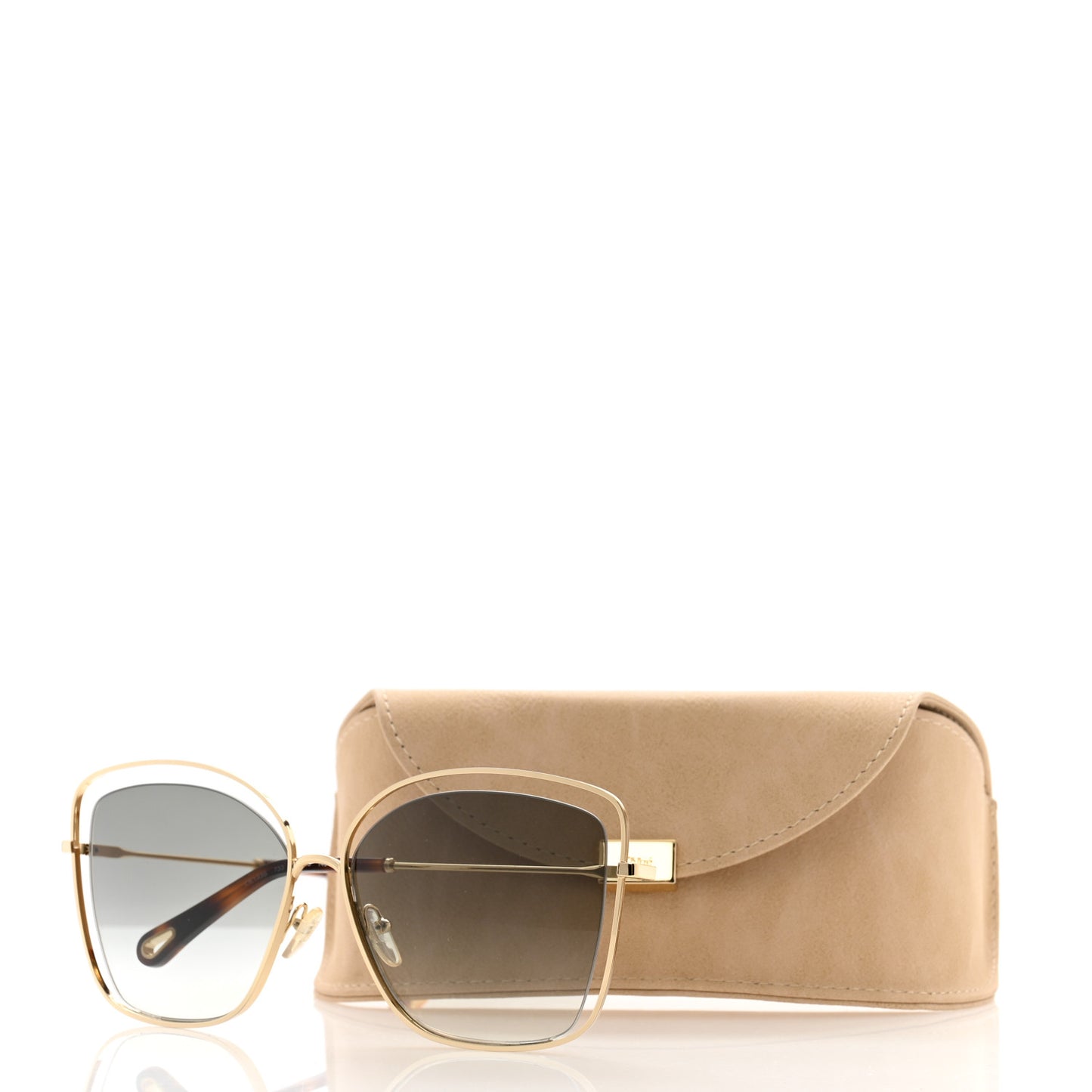 Poppy Cutout Square Sunglasses CE133S Gold Brown