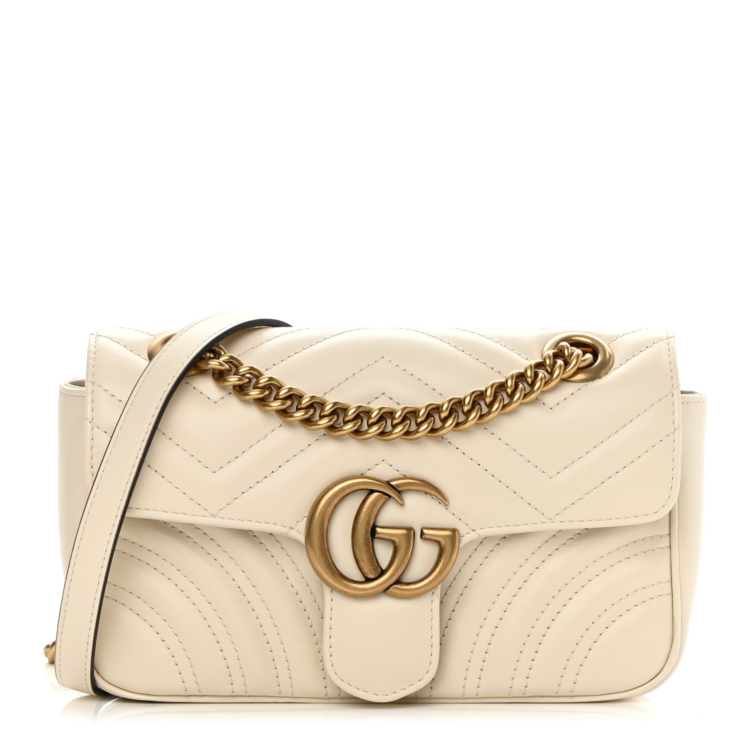 Gucci Calfskin Matelasse Mini GG Marmont Shoulder Bag White 1 of 11