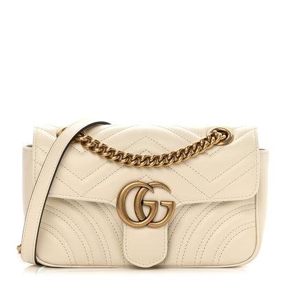 Gucci Calfskin Matelasse Mini GG Marmont Shoulder Bag White 1 of 11