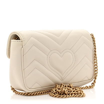 Gucci Calfskin Matelasse Super Mini GG Marmont Shoulder Bag White 3 of 14