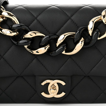 Chanel Lambskin Quilted Resin Bi-Color Chain Flap Bag Black 8 of 11