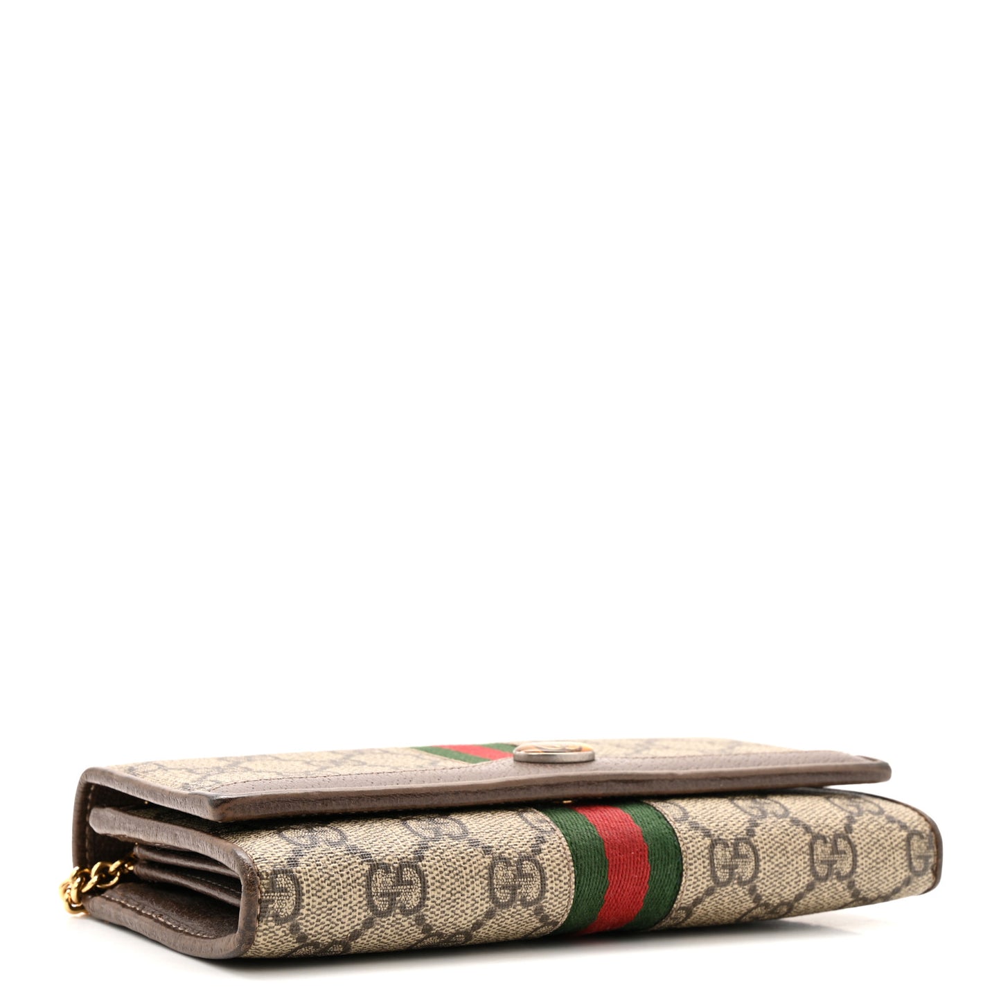 GG Supreme Monogram Web Ophidia Wallet On Chain Brown