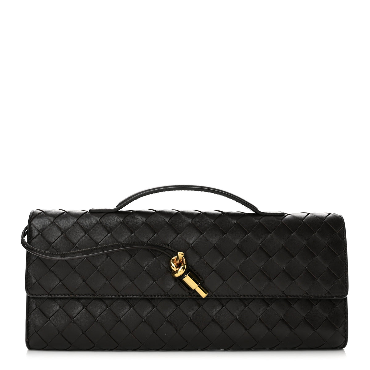 Nappa Intrecciato Long Andiamo Top Handle Clutch Fondant