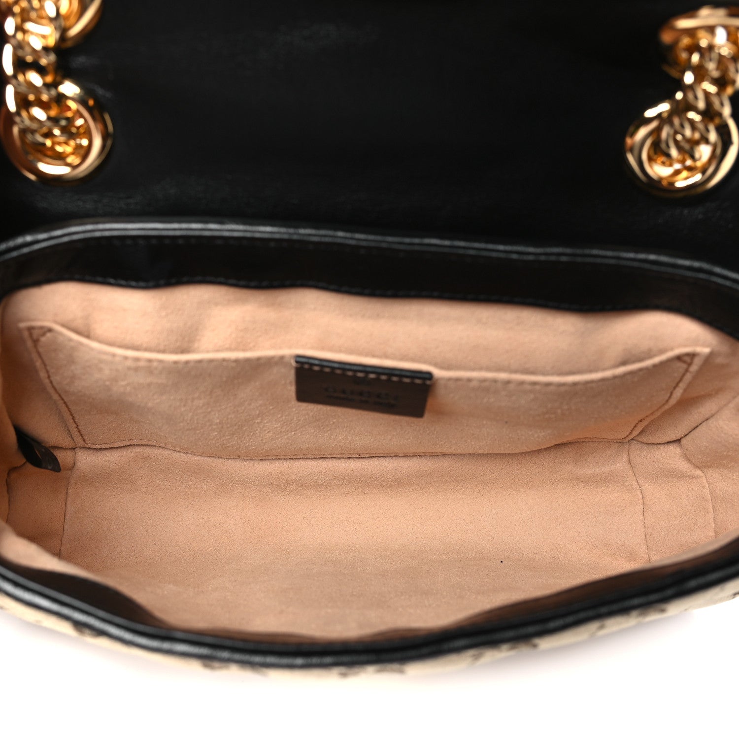 Gucci Monogram Matelasse Diagonal Mini GG Marmont Shoulder Bag Beige Black 5 of 10