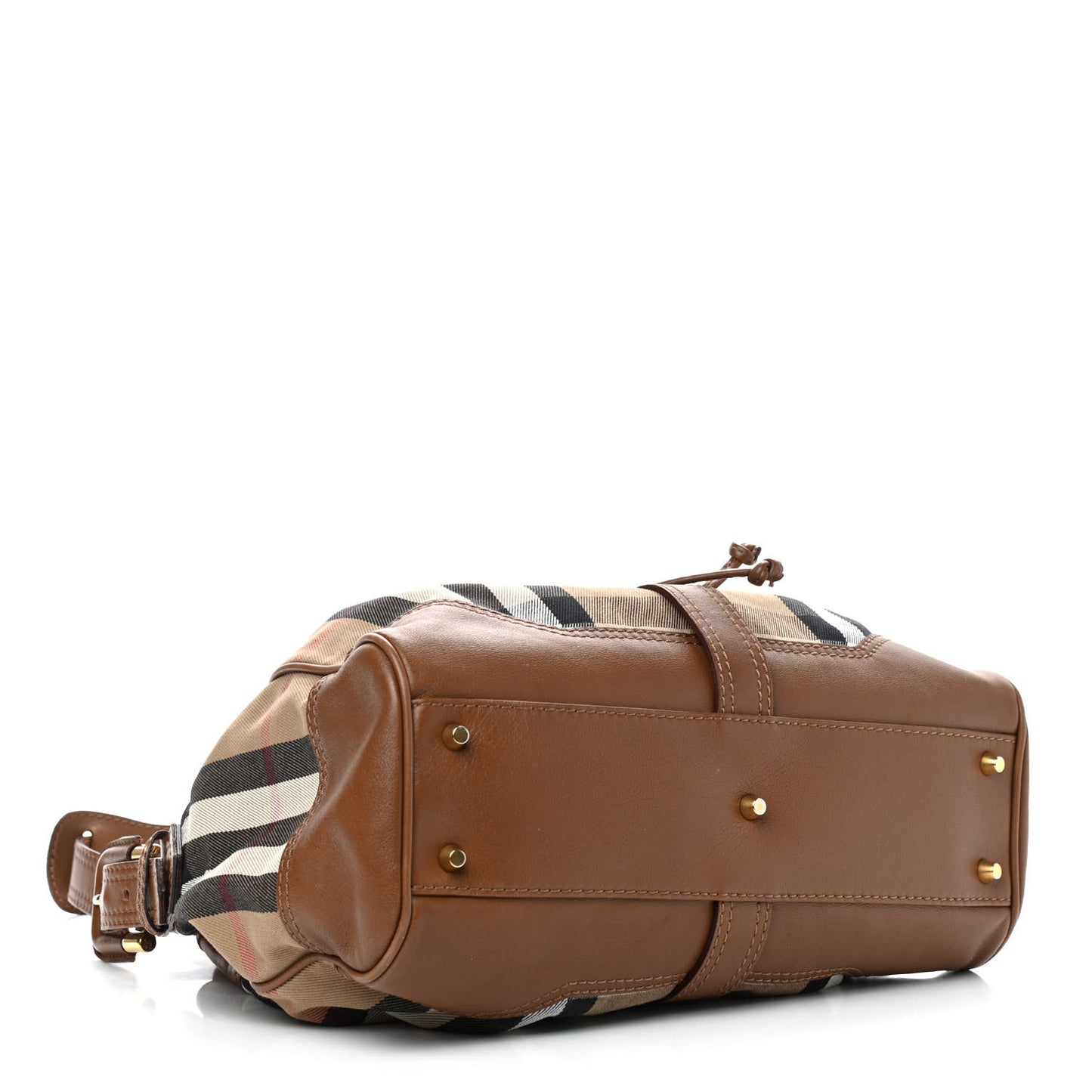 Calfskin Check Drawstring Shoulder Bag Brown