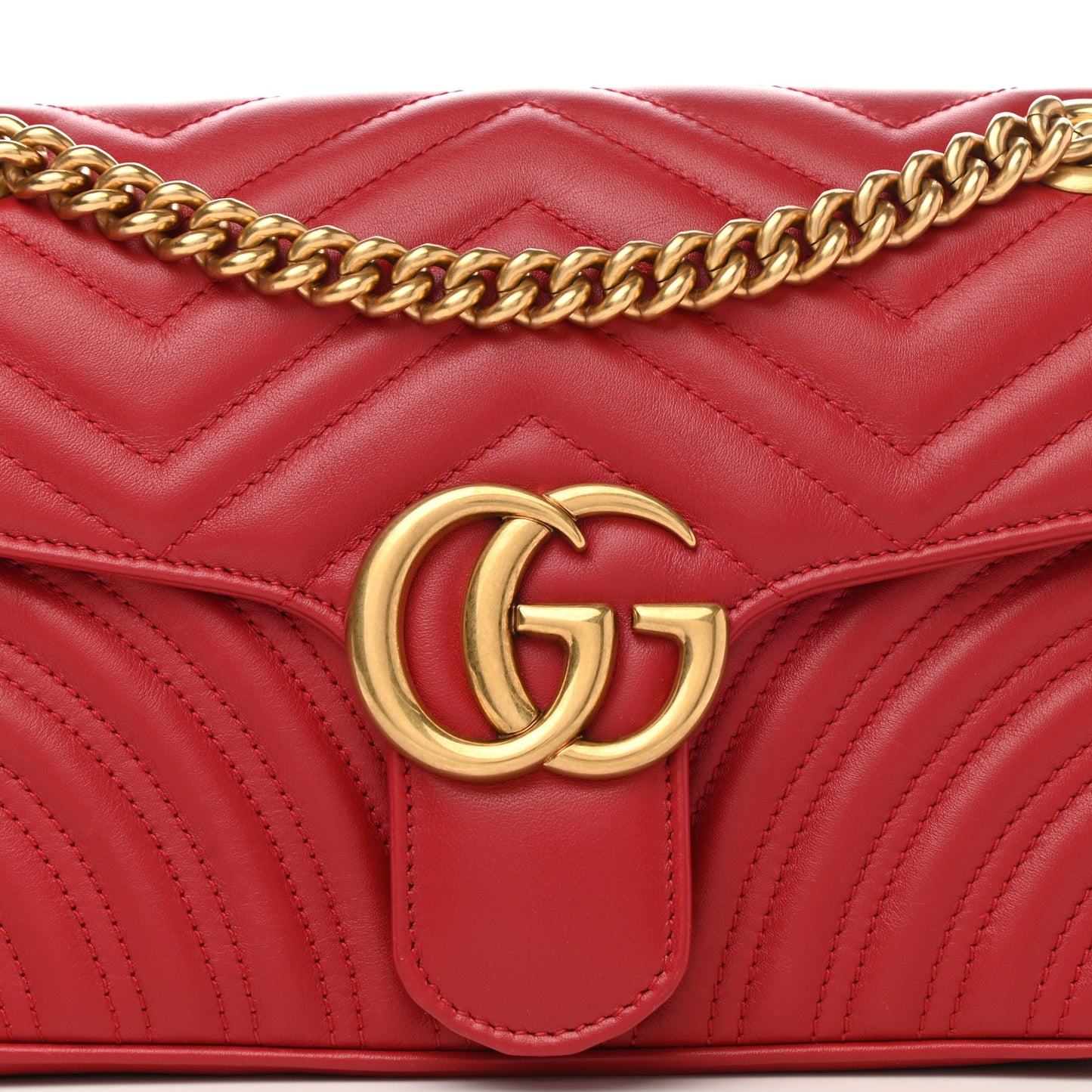 Calfskin Matelasse Small GG Marmont Shoulder Bag Hibiscus Red