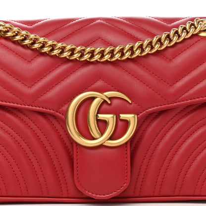 Gucci Calfskin Matelasse Small GG Marmont Shoulder Bag Hibiscus Red 5 of 10