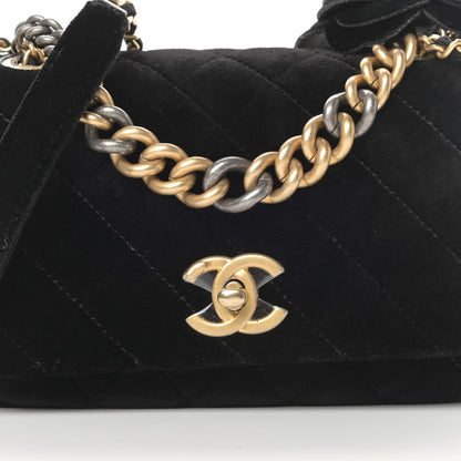 Chanel Velvet Quilted Small Camellia Flap Black 10 of 13