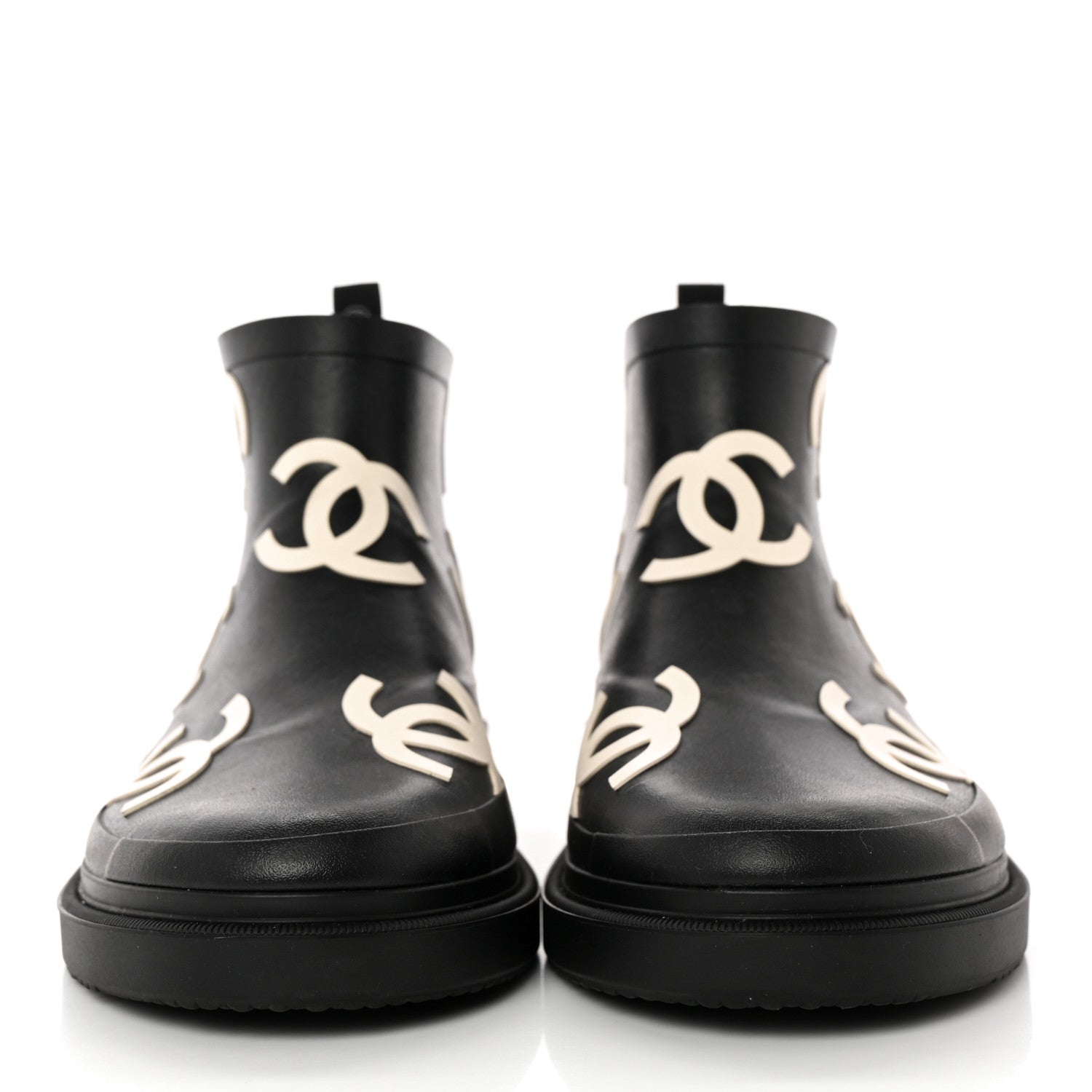 Chanel Rubber CC Print Boots 40 Black 2 of 8