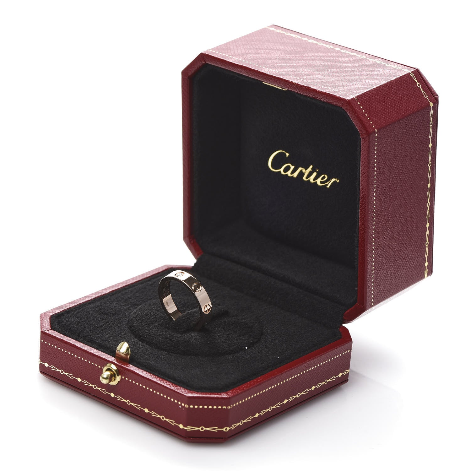 Cartier 18K Pink Gold Diamond 4mm LOVE Wedding Band Ring 50 5.25 5 of 5