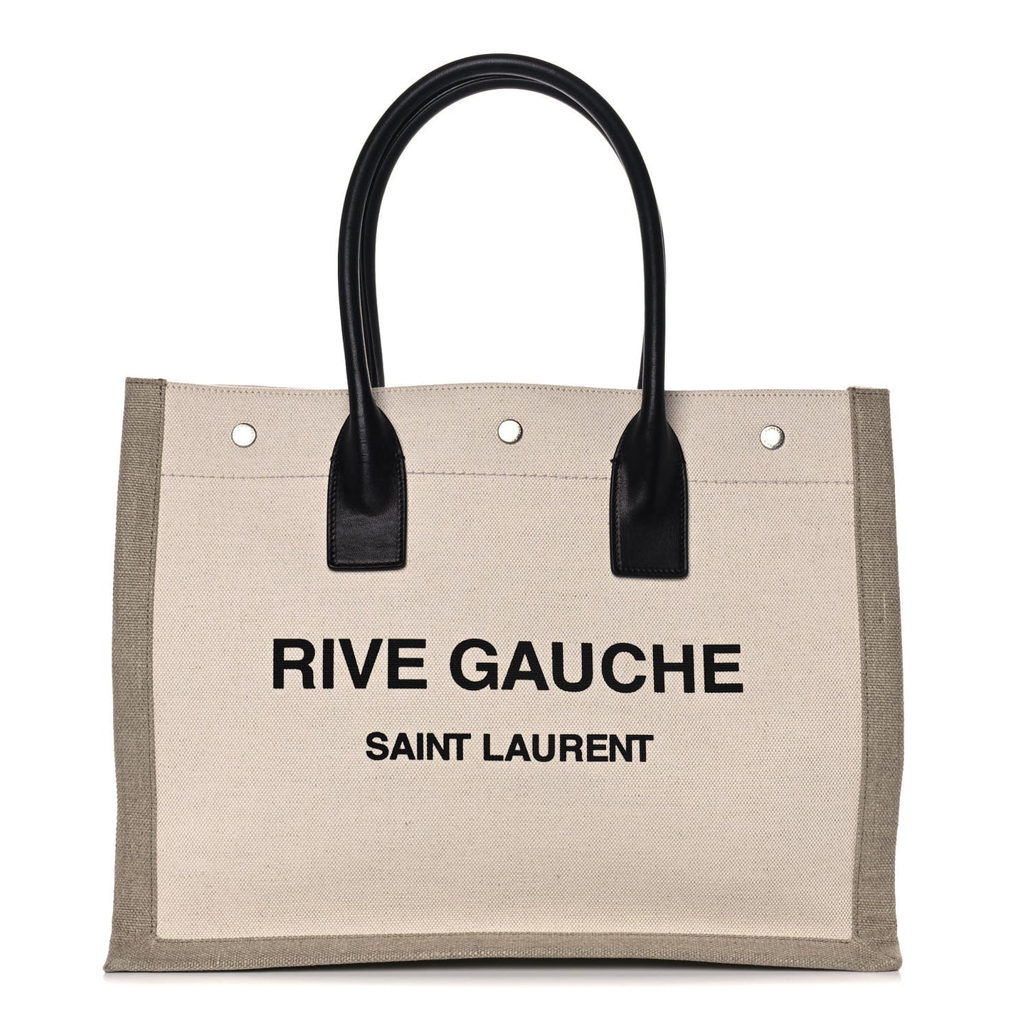Linen Calfskin Small Rive Gauche Tote Greggio Natural