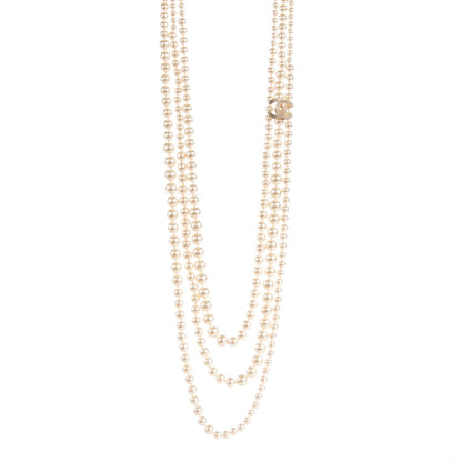 Chanel Pearl Multistrand CC Long Necklace Gold 1 of 4
