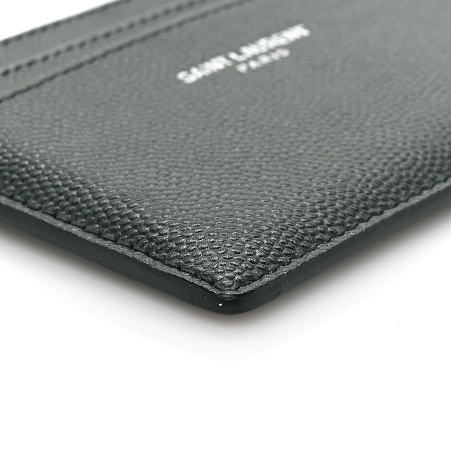 Saint Laurent Grain De Poudre Card Case New Vert Fonce 9 of 10