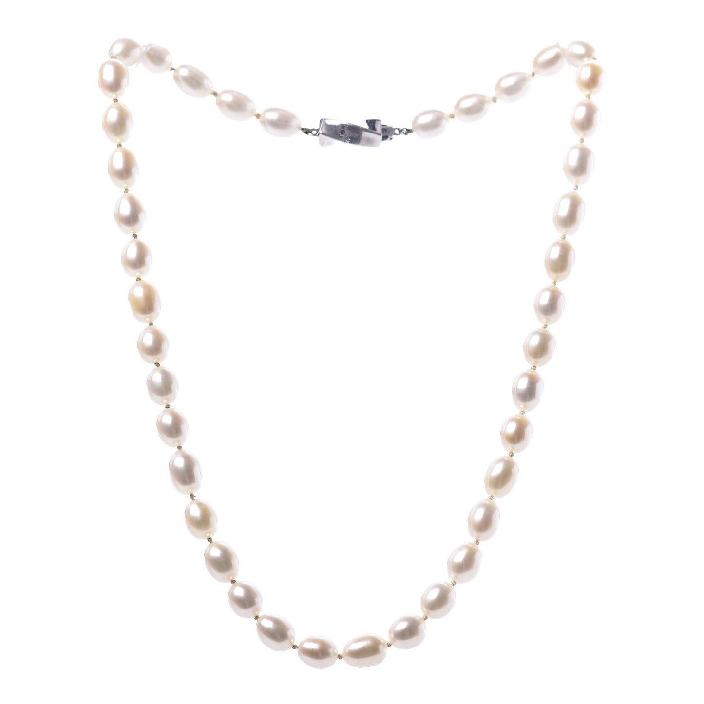 Sterling Silver Pearl Strand Twist Clasp Necklace 16"