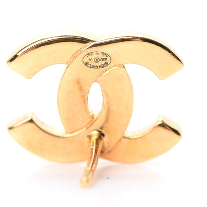 Chanel Metal CC Paris Button Stud Earrings Gold 4 of 5