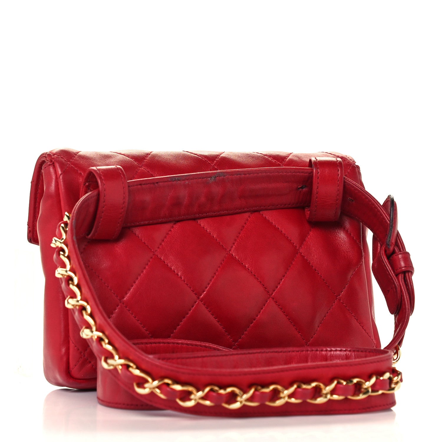 Chanel Lambskin Quilted Flap Waist Belt Bag Red 3 of 11