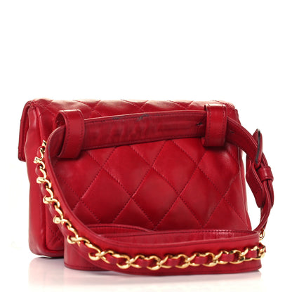Chanel Lambskin Quilted Flap Waist Belt Bag Red 3 of 11