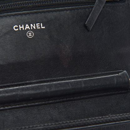 Chanel Lambskin Diamond Stitched Wallet On Chain WOC Black 13 of 13