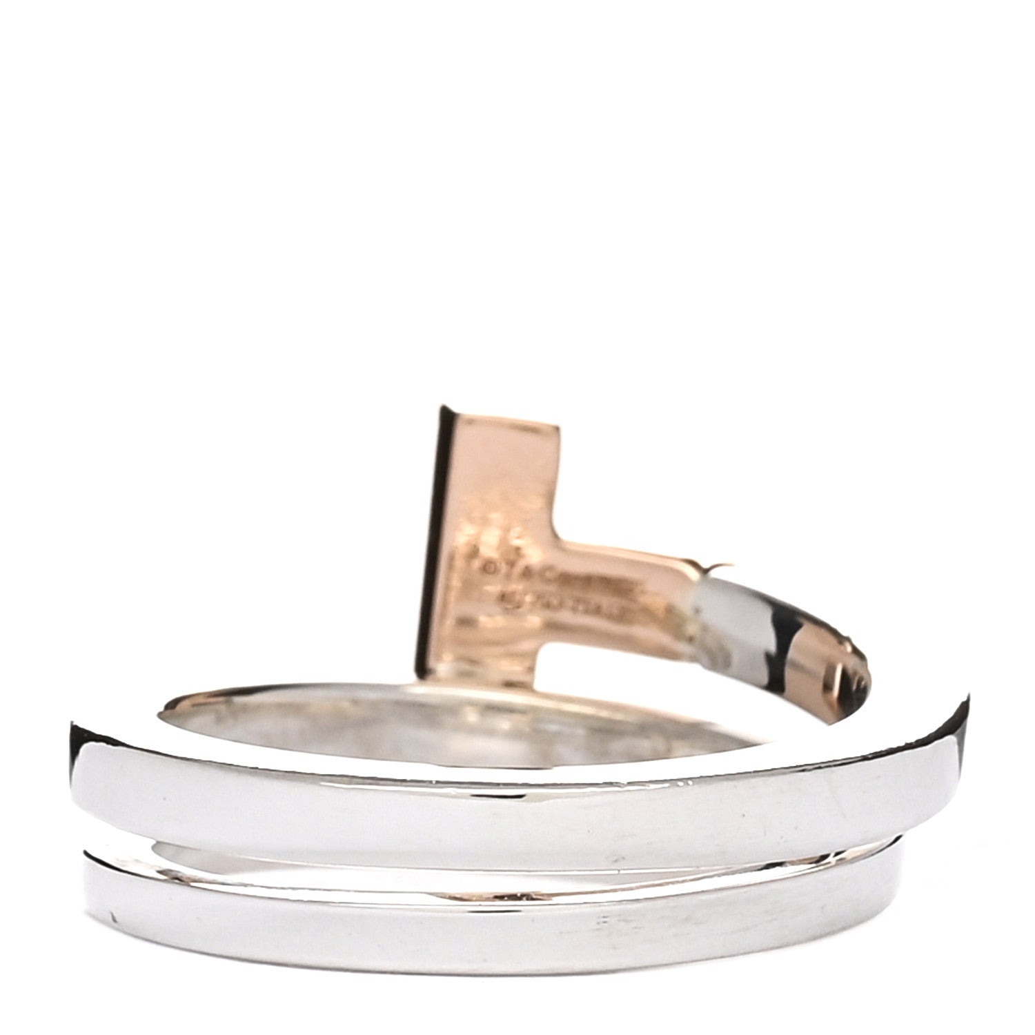 Tiffany 18K Rose Gold Sterling Silver T Square Wrap Ring 49 4.75 3 of 4