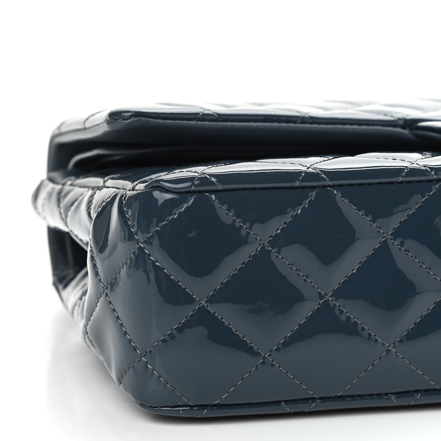 Chanel Patent Quilted Medium Double Flap Navy Blue 4 of 9