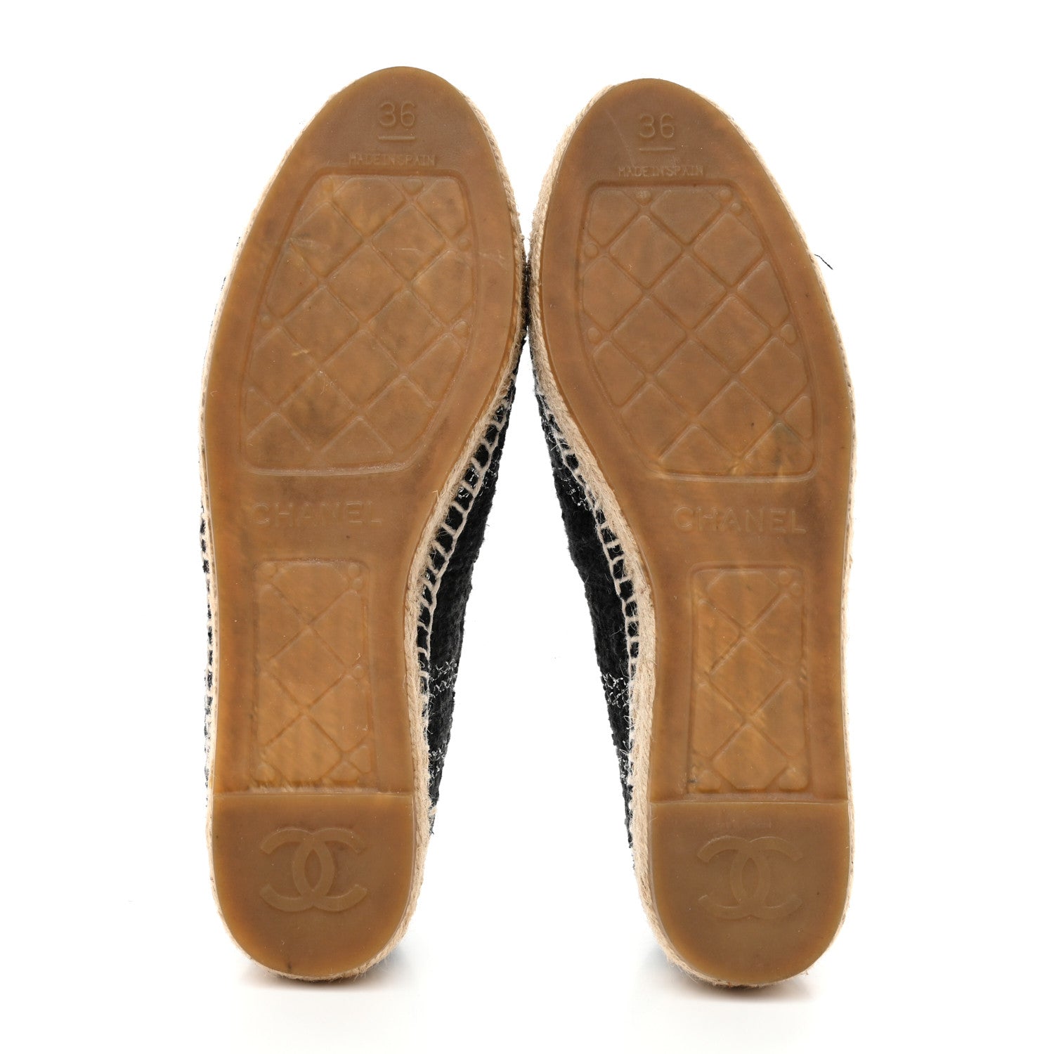 Chanel Metallic Tweed Lambskin CC Espadrilles 36 Black Silver 6 of 11