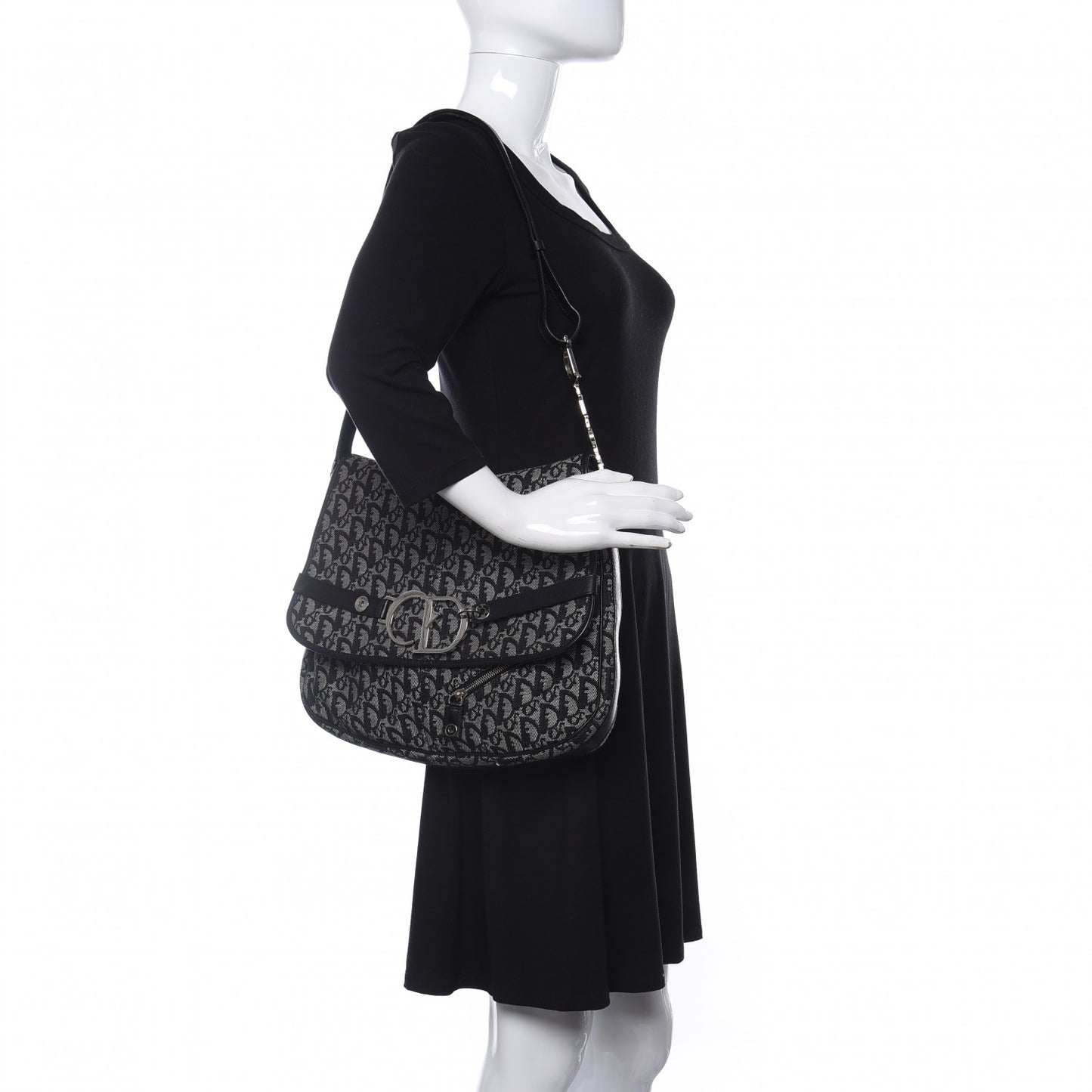 Monogram Flap Messenger Navy Blue