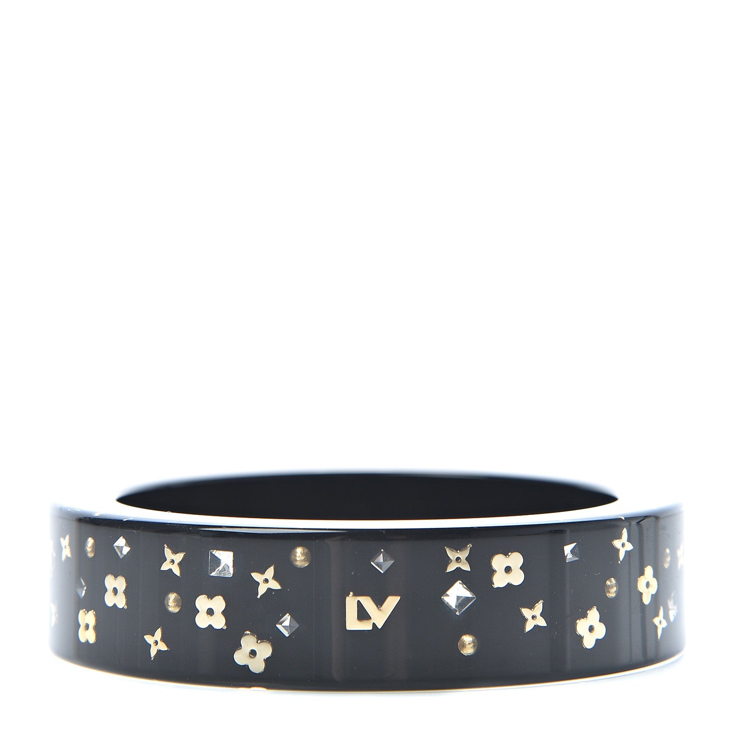 Louis Vuitton Resin Swarovski Inclusion Art Deco Bracelet M Black 1 of 5