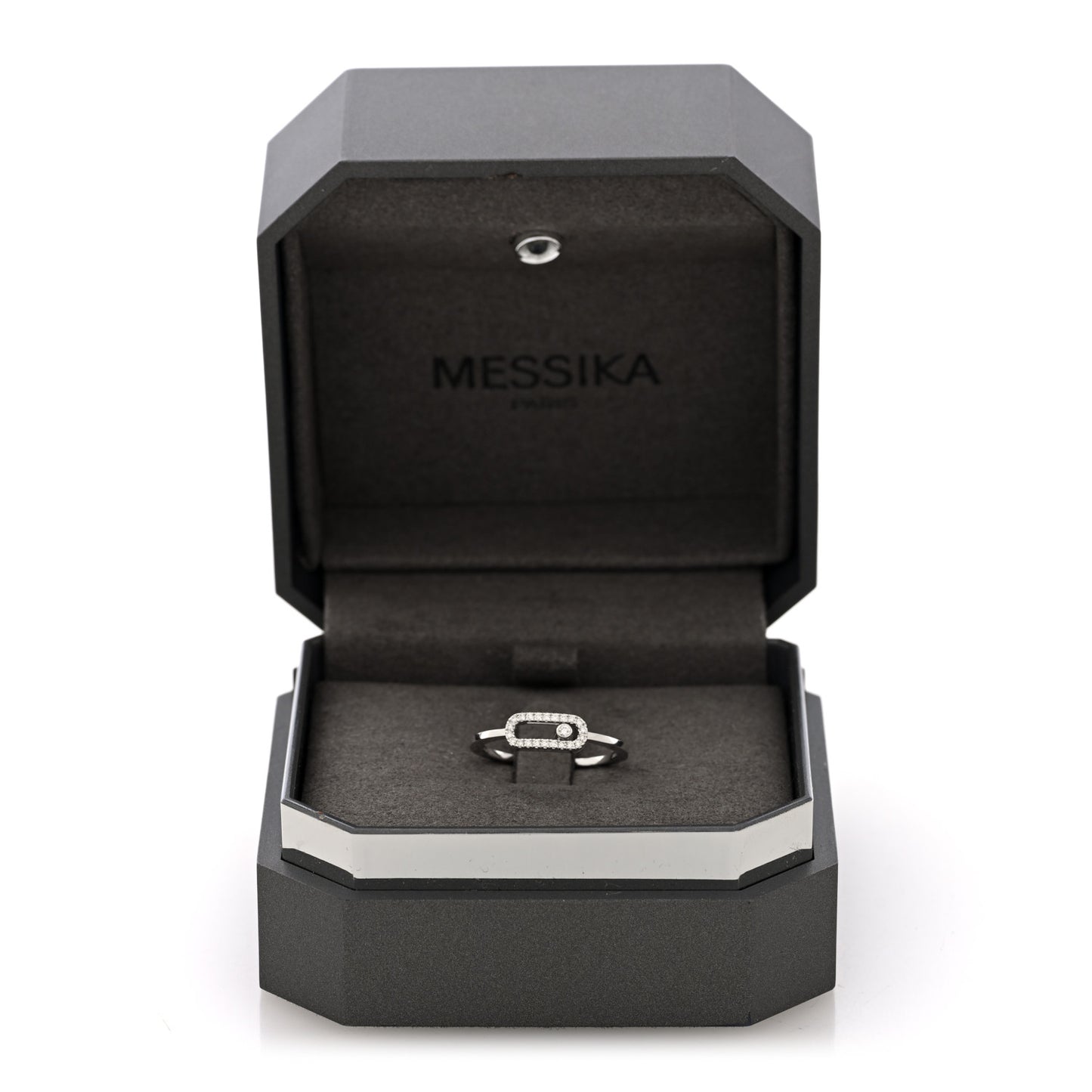18K White Gold Diamond Move Uno Pave Ring 53 6.5