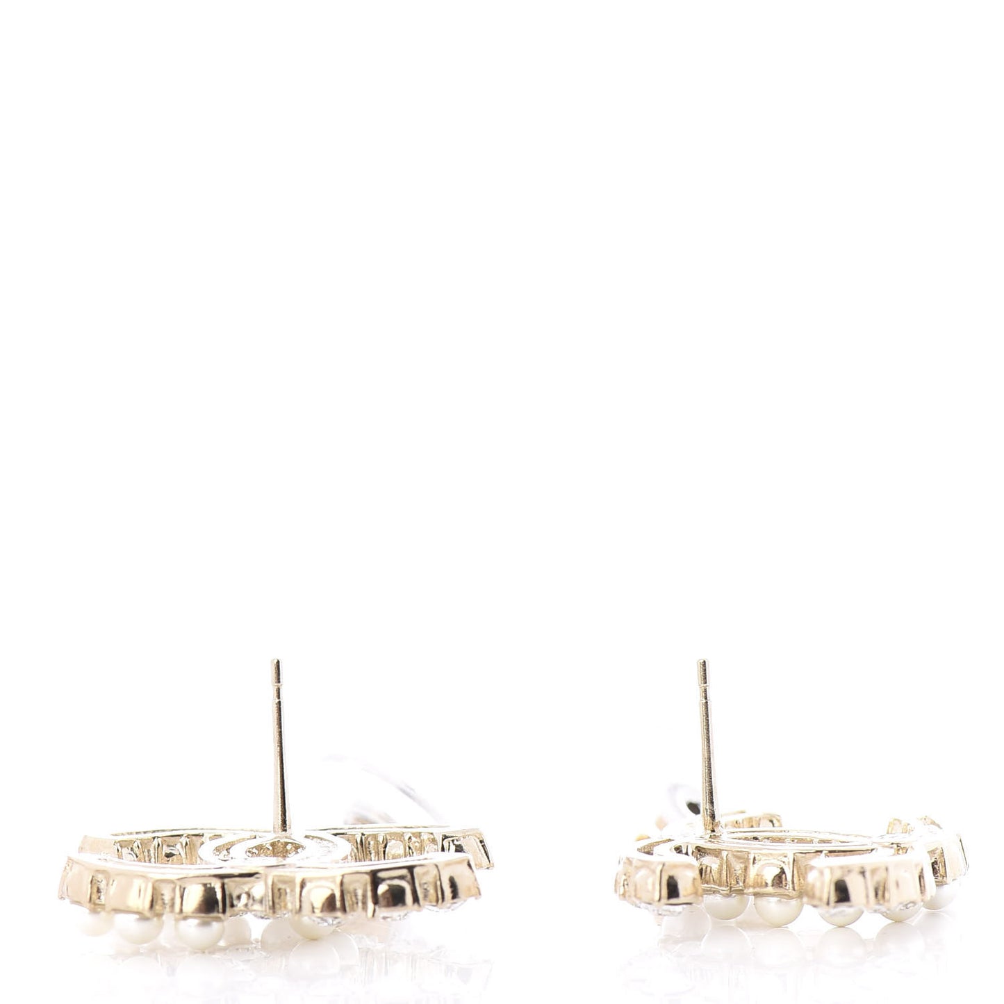 Crystal Pearl CC Dazzling Domino Earrings Gold