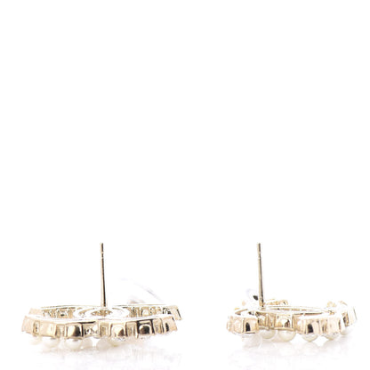 Chanel Crystal Pearl CC Dazzling Domino Earrings Gold 3 of 5
