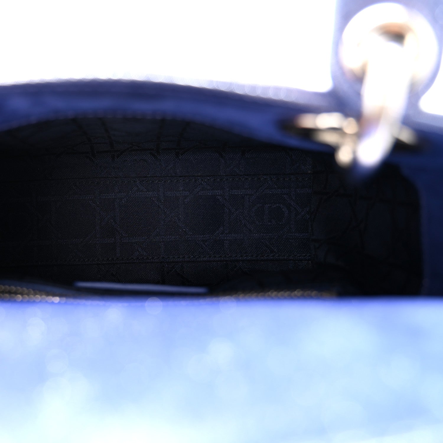 Christian Dior Metallic Lambskin Cannage Mini Lady Dior Dew Bleu 5 of 10