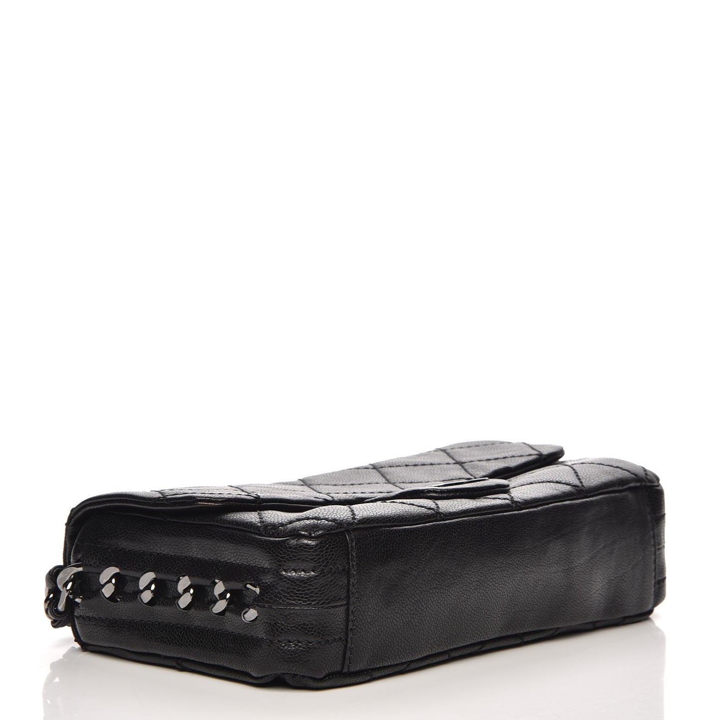 Glazed Caviar Quilted Modern Chain Flap Black
