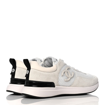 Chanel Calfskin Mesh Lycra Suede Womens Logo Sneakers 36 White 4 of 9