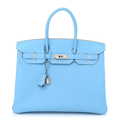 Hermes Epsom Candy Birkin 35 Celeste Mykonos 1 of 11