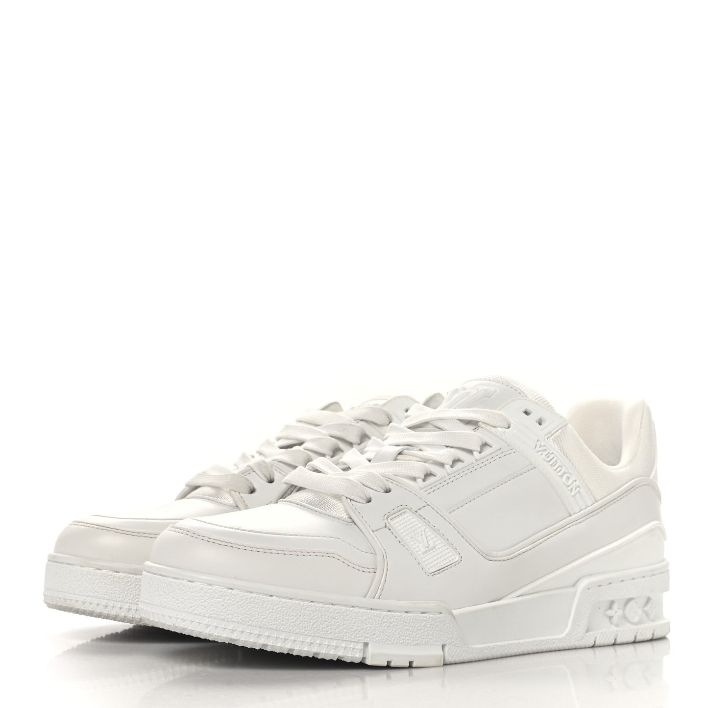 Calfskin Womens LV Trainer Sneakers 39.5 White