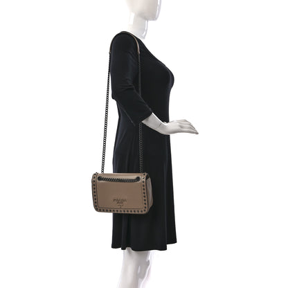 Prada Glace Calfskin Studded Crossbody Cammeo 2 of 9
