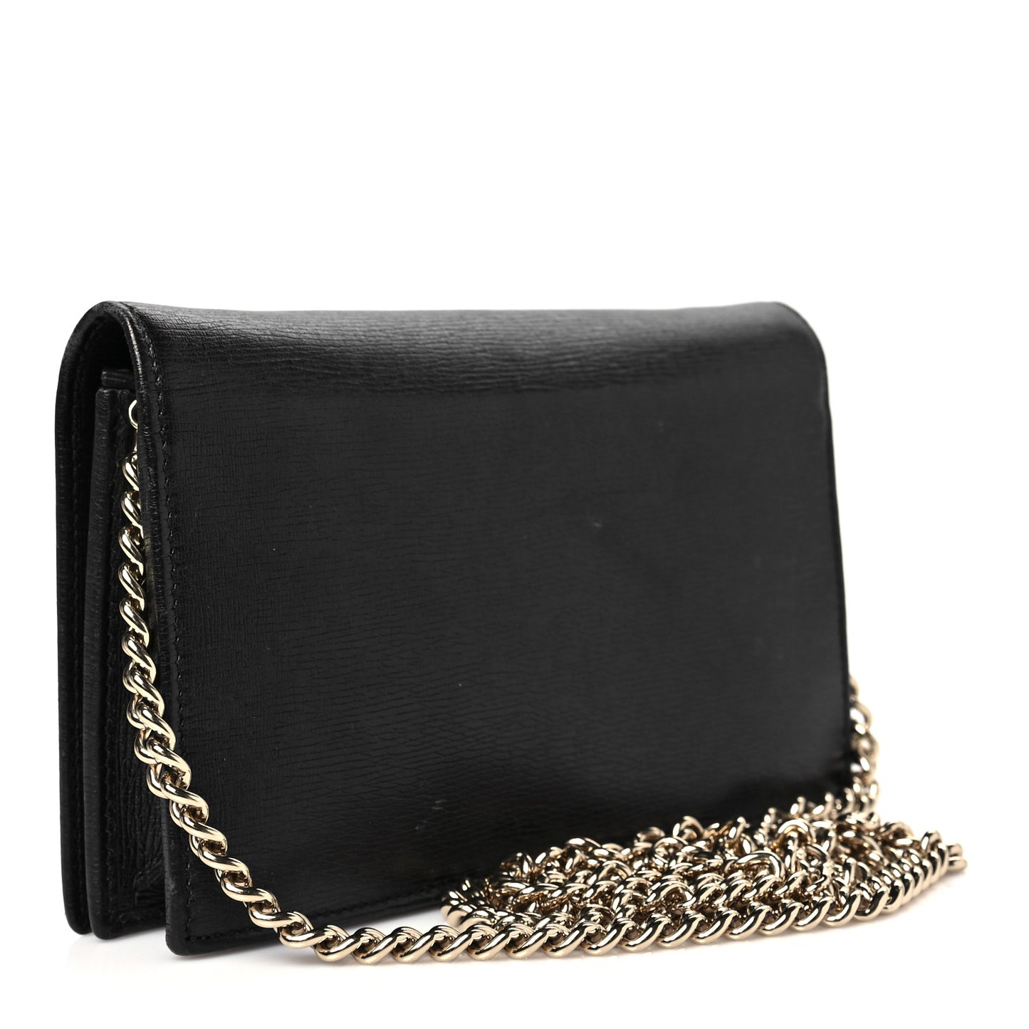 Textured Calfskin Medium Betty Chain Wallet Black
