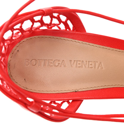 Bottega Veneta Mesh Nappa Stretch Ankle Tie Sandals 38 Tomato 8 of 9