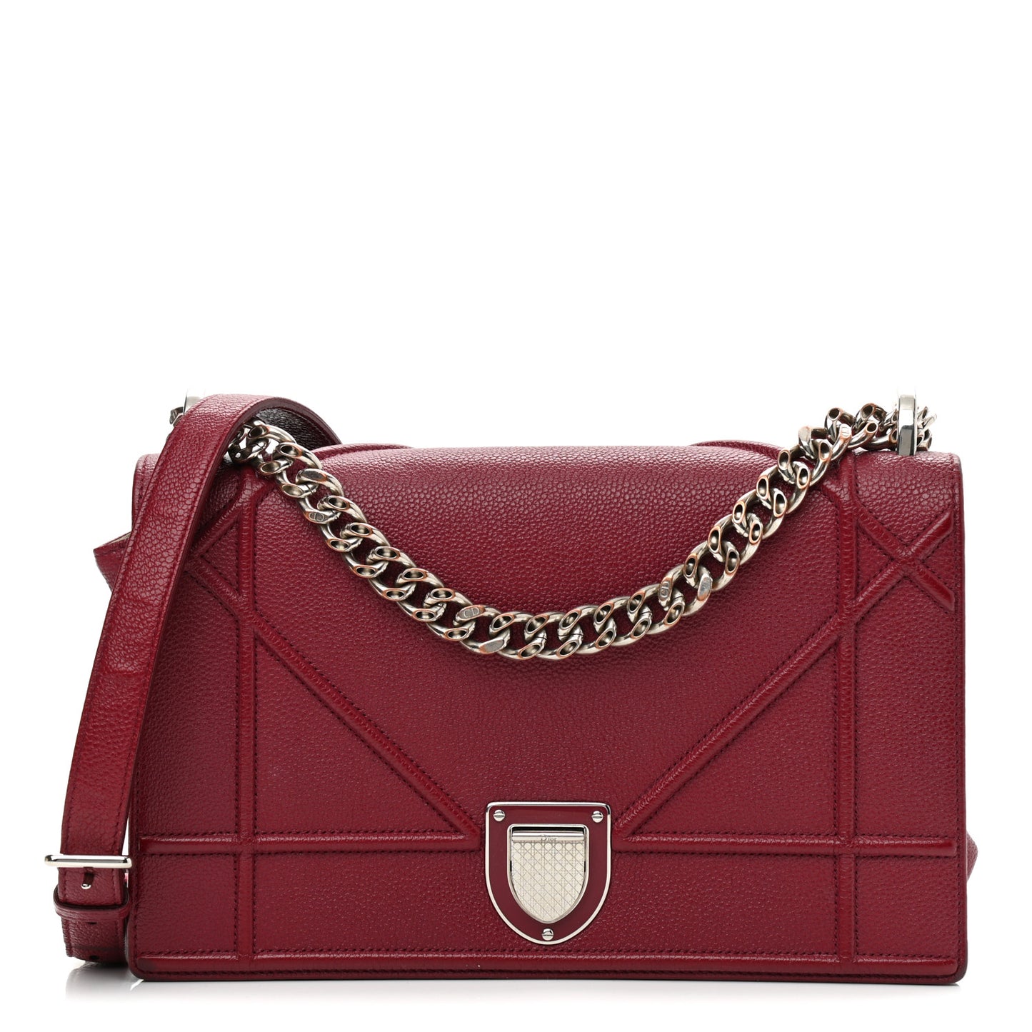 Grained Calfskin Medium Diorama Flap Bag Burgundy