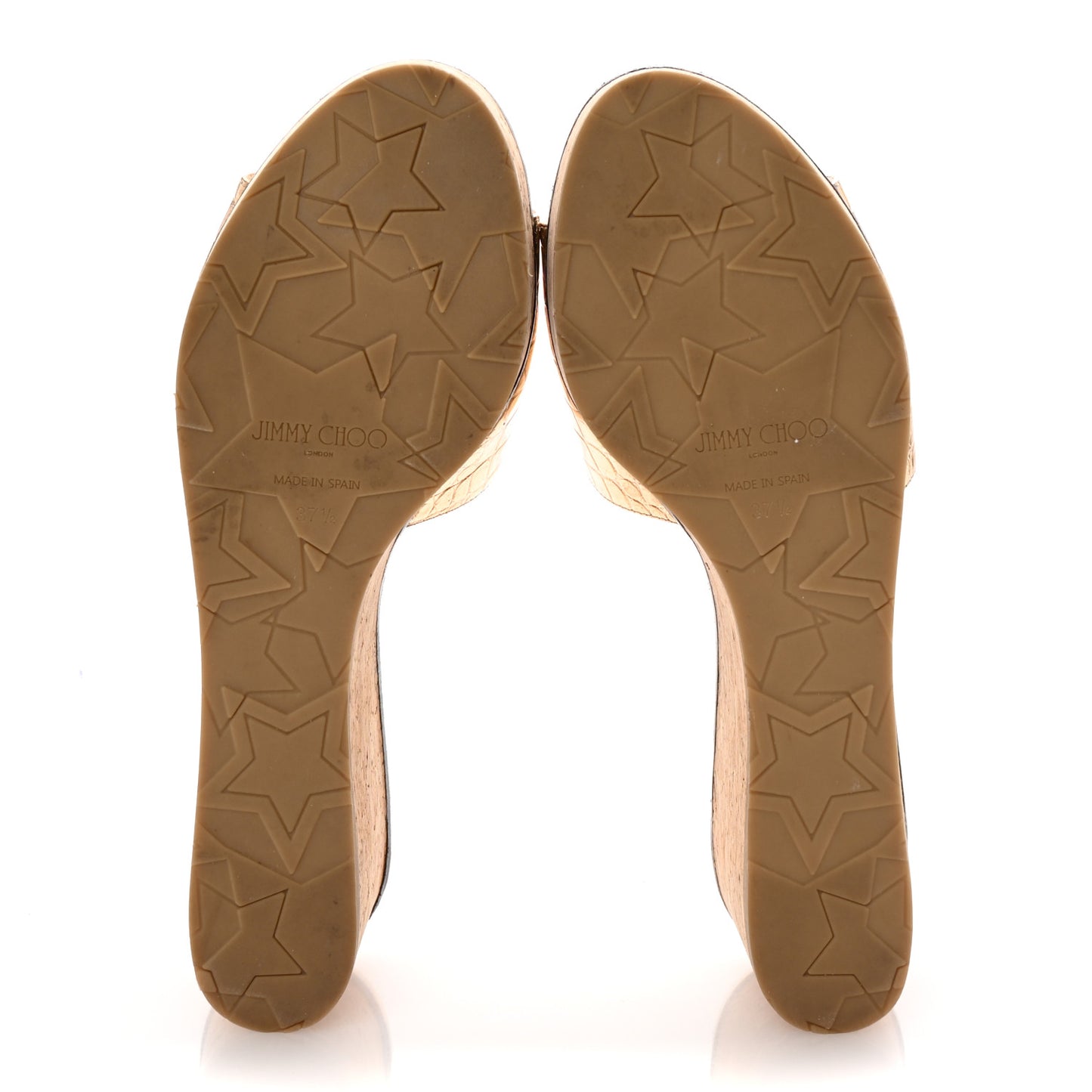 Metallic Calfskin Crocodile Embossed Cork DeeDee Platform Wedge Slide Sandals 37.5 Gold