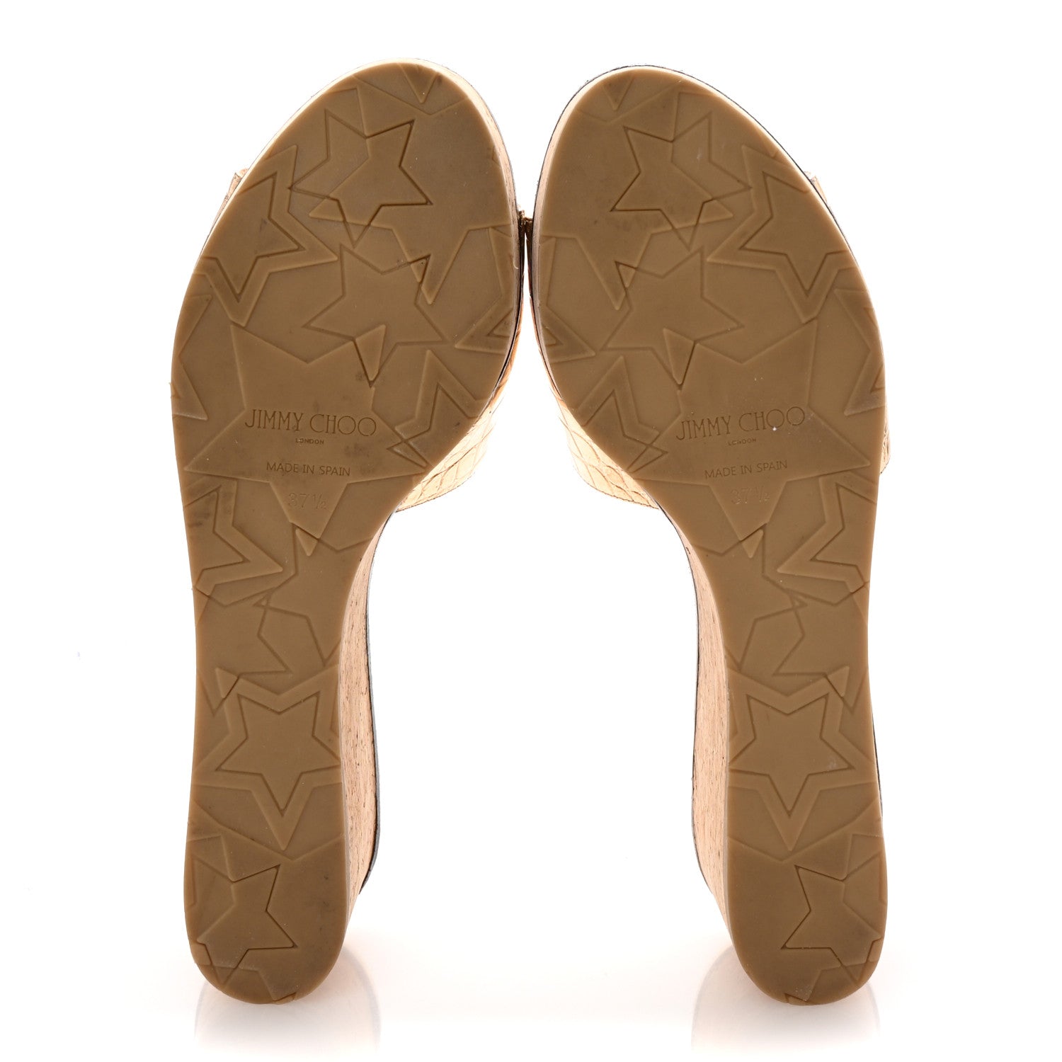 Jimmy Choo Metallic Calfskin Crocodile Embossed Cork DeeDee Platform Wedge Slide Sandals 37.5 Gold 6 of 8